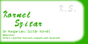 kornel szitar business card